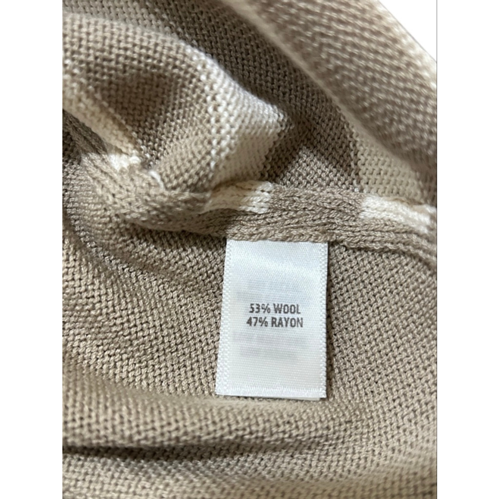 ST. JOHN SPORT Petite Long Sleeve Tee XSP Beige White Striped - Picture 7 of 7